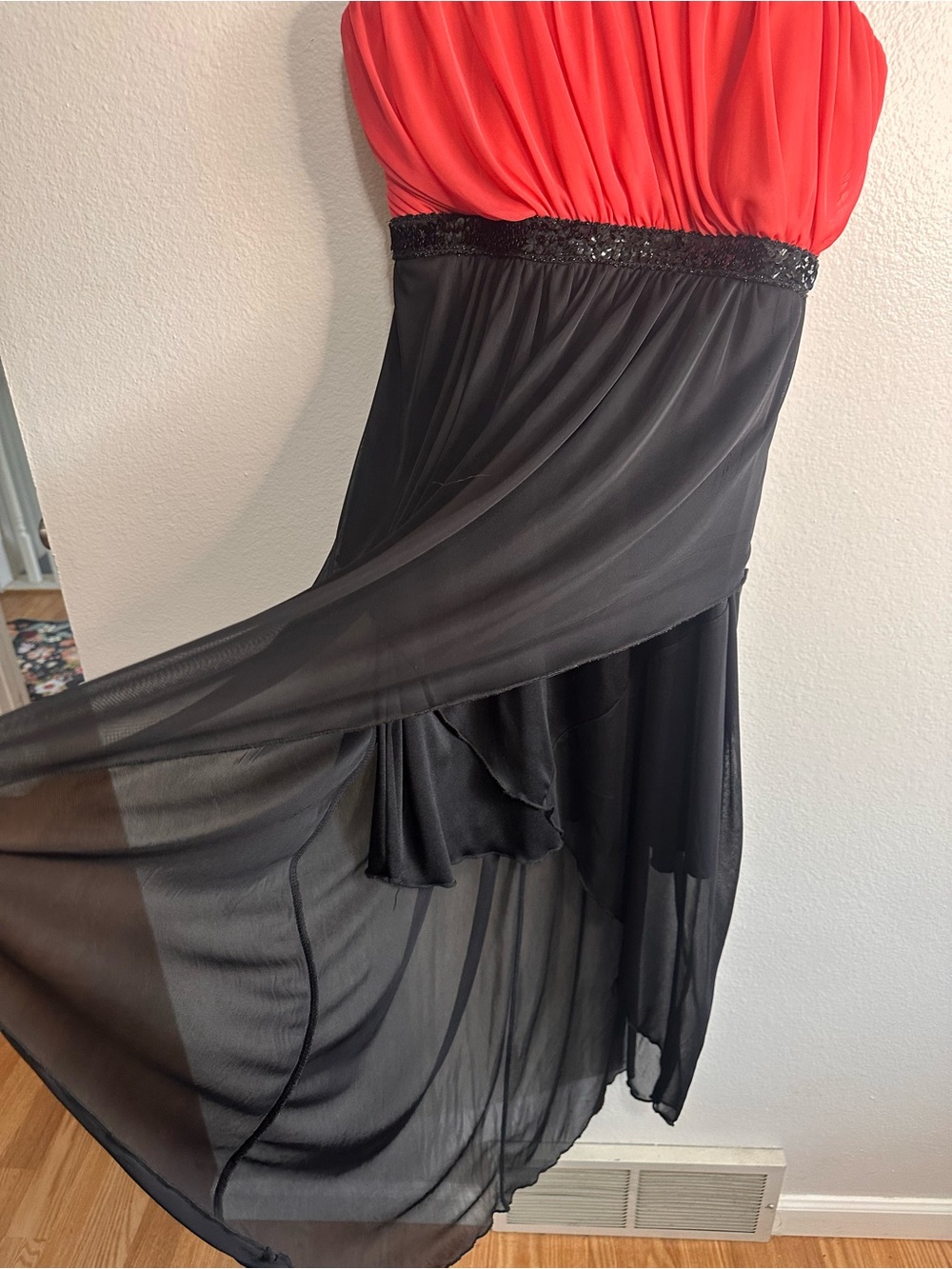 Enfocus Studio Coral and Black High-Low Skirt